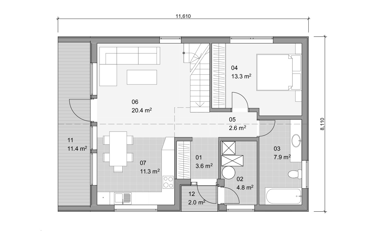 VITBUVE prefabricated wooden house design - VIT-102 (floors plans)